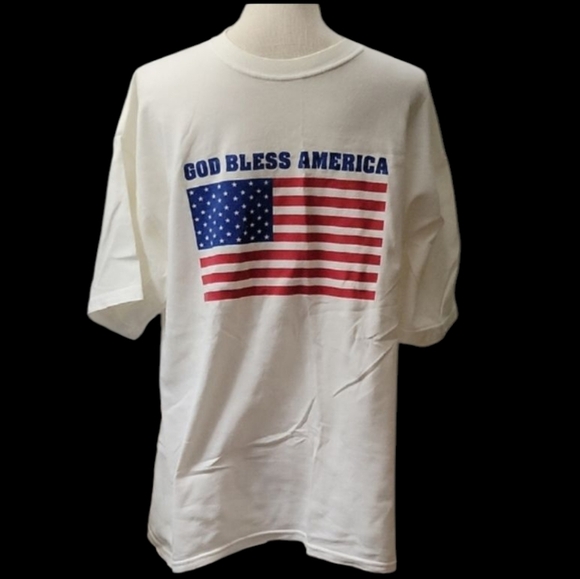 Jerzees White 'God Bless America' T-Shirt - Picture 1 of 3